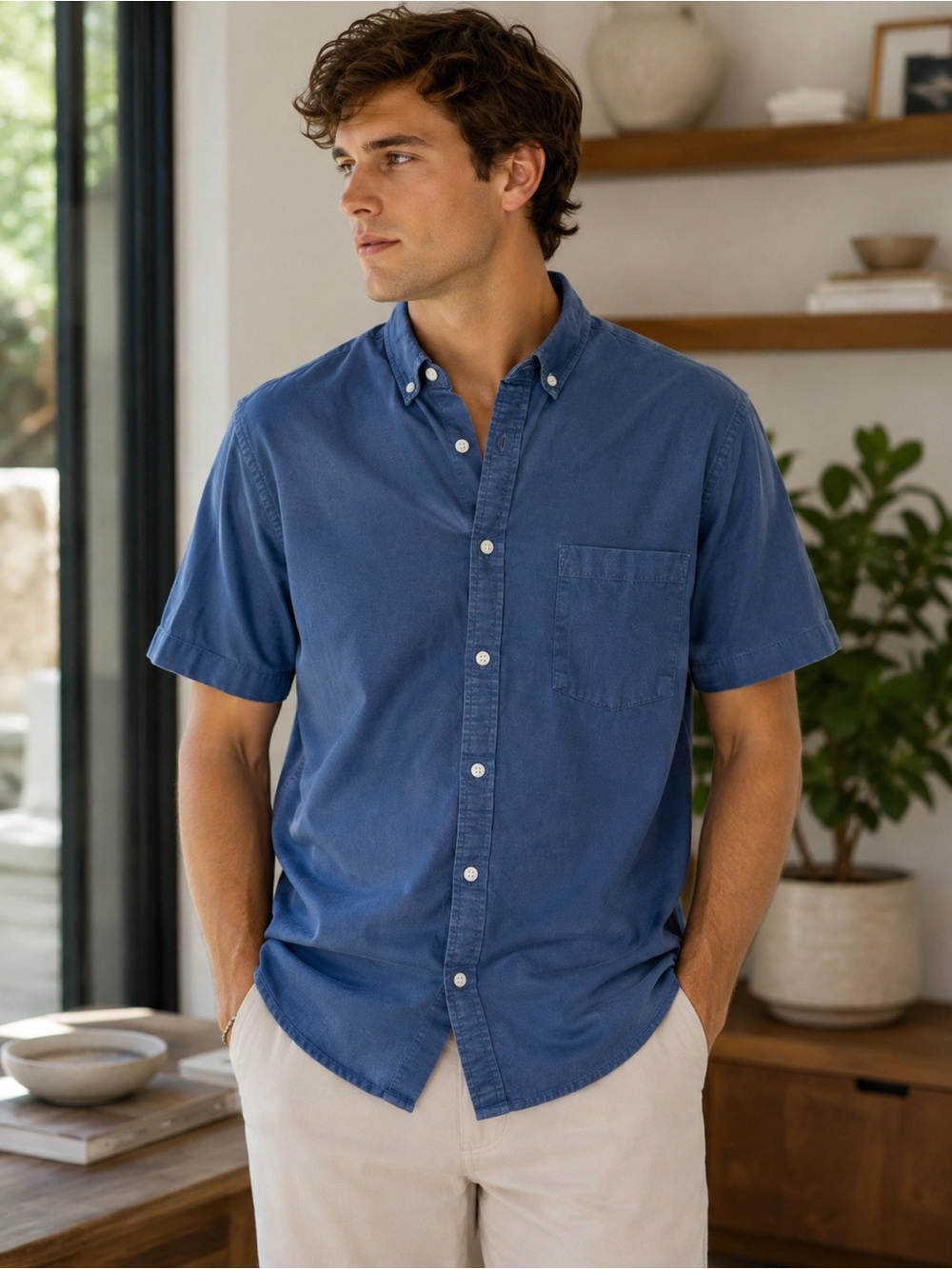 ASOS DESIGN Men’s XL Blue Short Sleeve Button Up Shirt *